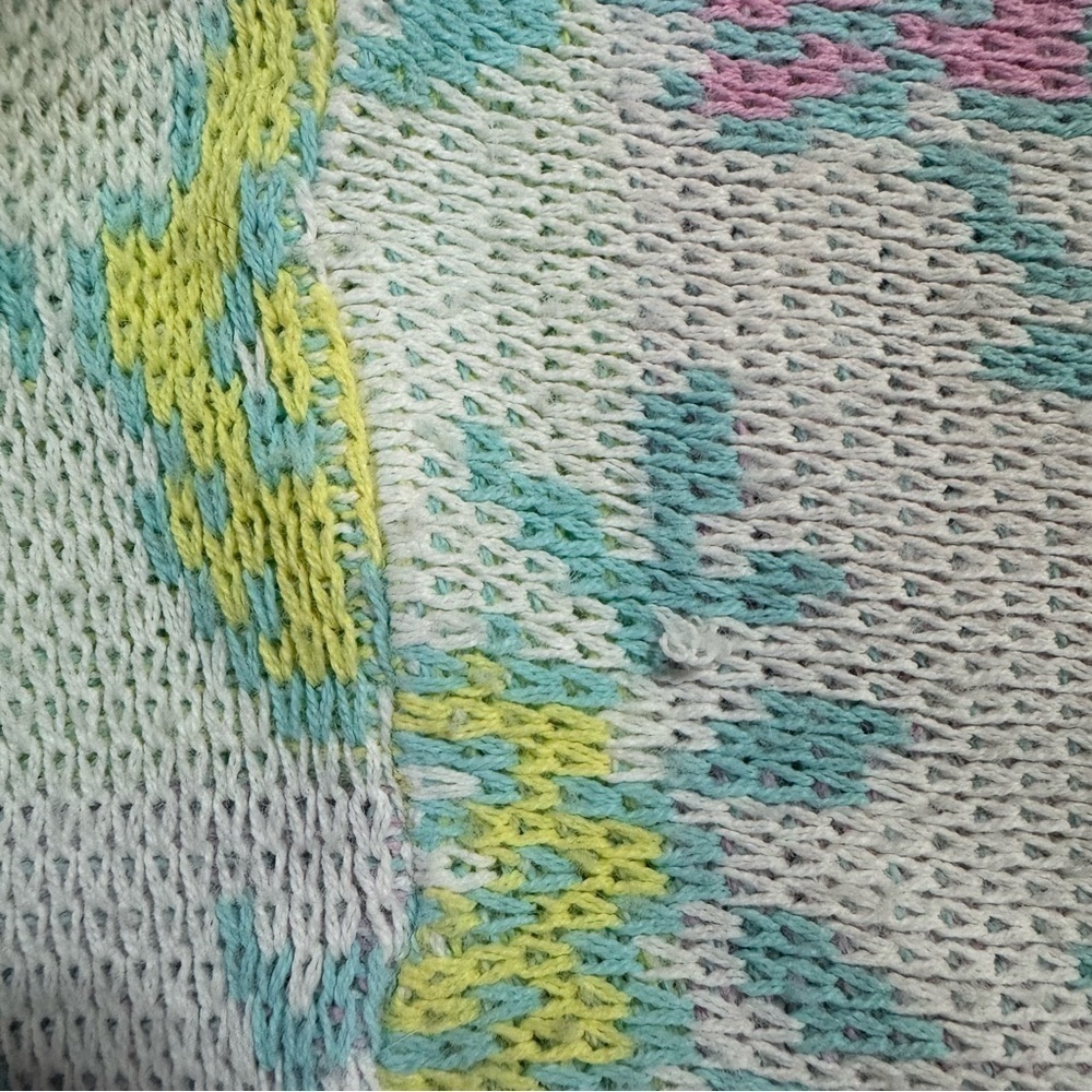 Vintage Snapdragon Floral Pastel Boatneck Sweater, Size Small - Picture 8 of 10